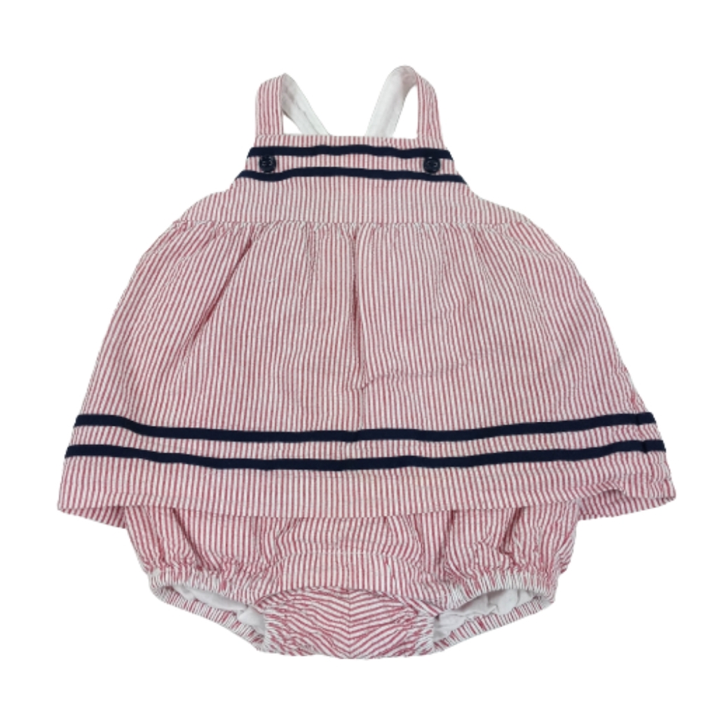 3-6 Months Janie and Jack Red White and Blue Seersucker Romper Skirted Playsuit